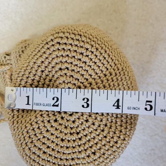 Varsha Patel Crochet Drawstring Crossbody Bag Braided Straps Aged Silver Detail - Picture 10 of 10